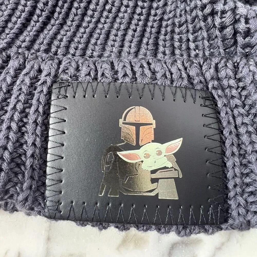 Love Your Melon x Star Wars Mandalorian Baby Yoda Grogu Knit Beanie Hat Pom Gray
